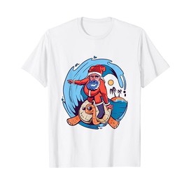 Christmas in July Funny Santa Surf Hawaii T-Shirt, White