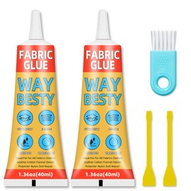 Fabric Glue Permanent, 40ml Liquid Stitch Fabric Glue for Clothing Permanent Washable, Patches, Denim, Leather, Polyester, Flannel, Cotton- it Waterproof (2 Pack 1.36oz)
