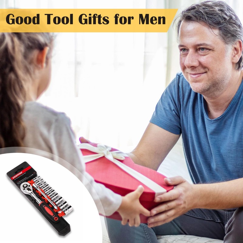 Egofine 12pcs 1/4 Inch Mini Ratchet Socket Wrench Set, Drive