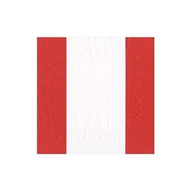 Caspari Bandol Stripe Paper Cocktail Napkins in Red, Pack of 20