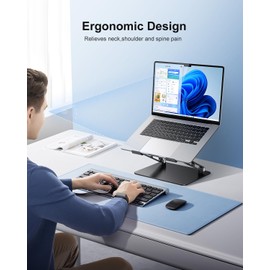 JOIOT Adjustable Laptop Stand Ergonomic Computer Riser Aluminum Laptop Stand for Desk Portable Notebook Stand Laptop Riser Holder Compatible with 10-17.3’’ Laptops Tablets,Black