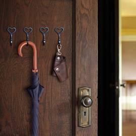 Decorative Wall Hooks Coat Towel Hook, 8 Pcs Key Bag Hanger Coat Hooks Cast Iron Vintage Holder Love Heart Shape Home Decor, Bath Kitchen Garage Hanging Scarf Cap Cup Hat Purse Robes Hook