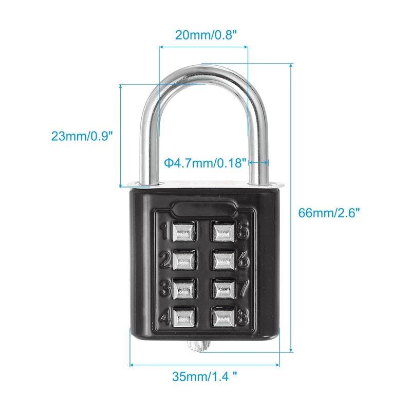 PATIKIL 8 Digit Button Combination Padlock, 4 Position Locking Mechanism