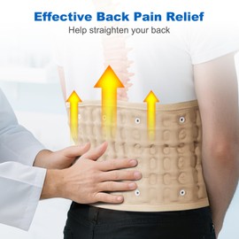 Goldmille Decompression Back Belt with Electric Pump - The Ideal Choice for Lumbar Supports, Sciatica Back Support and Lower Back Pressure Relief, Fits Waist Sizes 74-124 cm (Beige)
