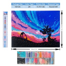 Meow Love DIY 5D Painting Diamond Kit with Framed Canvas (No Need to Install The Frame). Original Artwork, Suitable for Wall Decoration, Also Great Gift.（Grassland Scenery，15.7X11.8 inch）