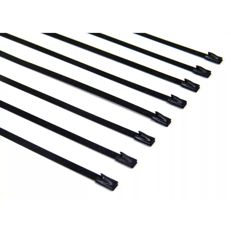 Unbranded 8" UNIVERSAL STAINLESS STEEL CABLES ZIP TIES X12 BLACK