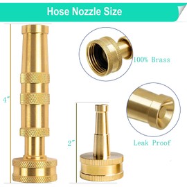 Solid Brass Heavy Duty Adjustable Twist Hose Nozzle, CM CUMIZON Jet Sweeper Nozzle, High Pressure Hose Nozzle Solid Brass,Water Hose Sprayer Nozzle, B