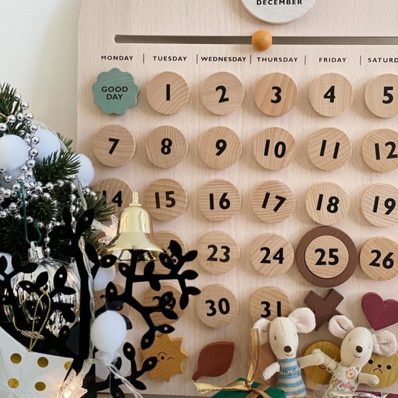 Children Wooden Calendar Perpetual Wall Calendar Early Educational Toy Gift