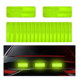JUSTTOP 20PCS Reflective Tape Stickers, Night Visibility Car Safety Night Warning Sticker Reflective Decal, Outdoor Waterproof Reflective Strip Sticker for Bike Truck Motorcycle (Fluorescent Green)