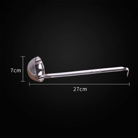 Soup Ladle Stainless Steel Professional Serving Ladle Bottom Ladle with Long and Hooked Handle for Sauce, Soup, Stew, Cooking, Sauce Spoon, 7x27cm, 90ml, Silver