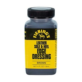 Fiebing's Leather Sole & Heel Brown Edge Dressing (4 oz) - High Gloss Shoe Dressing for Leather Soles and Heels - Provides a Protective, Glossy Finish After a Shoe Shine - Includes Brush Applicator