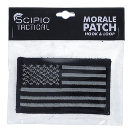 Scipio Tactical Morale Patch AMFLGPCHBK - Black USA Flag Military Style Patch for Hats and Backpacks - Law Enforcement Patch - Black