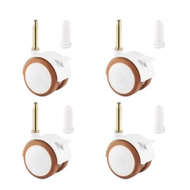 Set of 4 Furniture Castors Small with Quiet Rubber Wheels, Swivel Castors Brakes and Sleeve Pins for Trolleys, Cot, Bassinet, Flower Stand