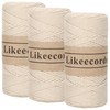 Likeecords 100% Cotton Crochet Yarn for Bag,3 rolls/pack 2mm x