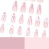24 Pcs Cute Pink Press on Nails Medium Almond Fake