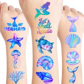 96PCS Mermaid Pre-Cut Temporary Tattoos for Kids - Cute Under the Sea Party Favors, Perfect for Ocean Mermaid-Themed Birthdays, School Rewards, and Baby Showers