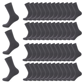 GENTLEAGU Viscose Bamboo Men's Thin Dress Socks Lightweight Wholesale Bulk Bratherable Soft Crew Sock Stretch 48 Pairs (9-12, Dark grey)