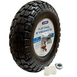 HIRUN Wheelbarrow Assembly 10" TIRE / 4" Rim Flat Free with Universal Bearing kit and Grease Fitting