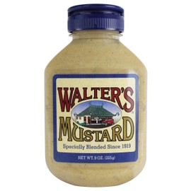 Walter's Mustard, 9 oz - World Famous, Specially Blended Since 1919, All Natural, No Additives, A Secret Blend of Mustard Seeds, Relish & Spices.