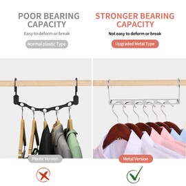 Space Saving Hangers for Clothes, 10 Pack Hanger Organizer Space Saver, Magic Metal Collapsible Closet Organizers, Multiple Hangers in One, College Dorm Room Essentials (V1.0)