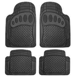 FH Group Automotive Floor Mats - Heavy-Duty Footprint Design Rubber Floor Mats for Cars, Universal Fit Full Set, ClimaProof Floor Mats, Trimmable Floor Mats For Most Sedan, SUV, Truck Floor Mats Black