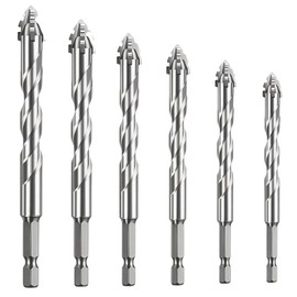 Bohrersets, 6-Teiliger Vierschneidiger Sägezahn Exzenterbohrer, 4/5/6/8/10/12 mm Hochfeste Fräsbohrer für Beton, Holz und Metall, Hartmetallbohrer