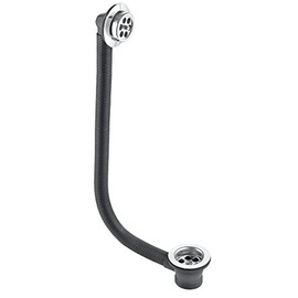 McAlpine FBW2PC Bath Combined Waste and Overflow Plated Grating, Black, Chrome