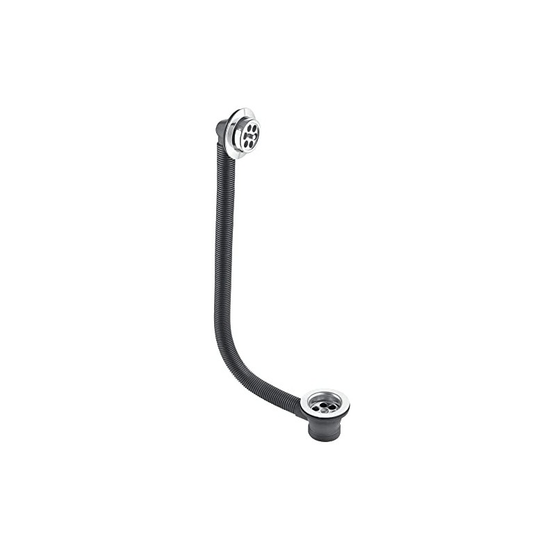 McAlpine FBW2PC Bath Combined Waste and Overflow Plated Grating, Black,