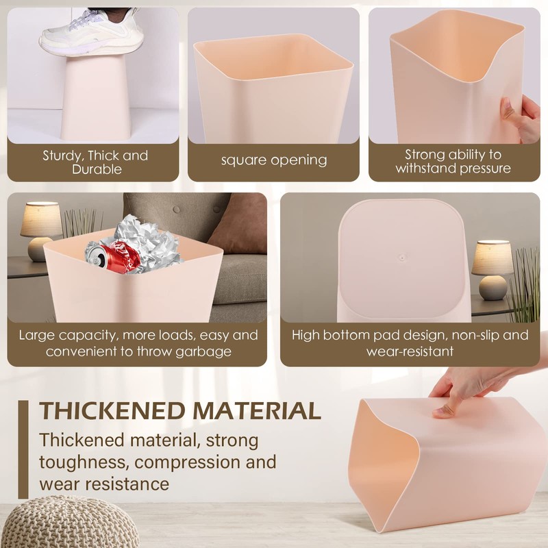 Amyhill 10 Pcs Square Plastic Trash Can Wastebasket Small Garbage