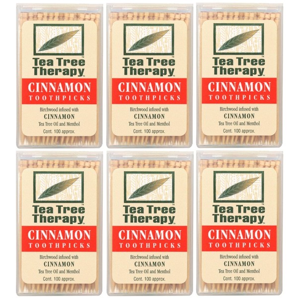 Tea Tree Therapy Cinnamon Toothpicks (6x100 CT) - Pack of 6