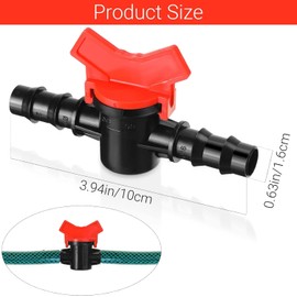Hydrogarden 20 Pieces PE Hose Valve Irrigation Stopcock Flow Regulator Plastic Hose Valve 16 mm Drip Irrigation Parts Red Black Water Flow Control Valve for Water Hose Hose