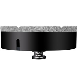 Mgtgbao Diamond Core Drill Bit, 1Pcs 6" (150mm) with 5/8-11 Thread Dry Drilling for Porcelain Tile Ceramic Masonry Brick Granite Marble Stone(Black)