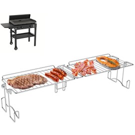 DcYourHome Griddle Warming Rack Compatible with 28" Blackstone Griddles (Not for Pro-Series）Adjustable Stainless Steel Rack for Blackstone Griddle Stand 28 Inch Accessories,One-Step Clip On Attachment