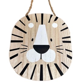 Darthome Hanging Tiger Head Plaque Wooden Childrens Bedroom Safari Animal Wall Decoration