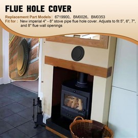 6719900 Chimney Flue Cover Stove Pipe Cap Replacement Furnace Flue Hole Cover for New Imperial Flue Hole 4" to 8", Chimney Hole Cover Replaces BM0026, BM0353 - Decorative Wood Stove & Vent Chimney