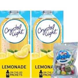 Candy Freezer Crystal-Light On The Go Drink Mix - Two (2) Pack of 10pck/0.13oz Pouches - Sugar-Free, Low-Calorie Refreshment Anytime, Anywhere and 1 oz Freeze Dried Candy Rainbow Skitzz (2 Pack, Lemonade)