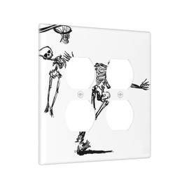 Nijuodnijir Outlet Covers Skeleton Basketball Funny Skull Stick Figure 2 Gang Double Duplex Decorative Light Switch Covers Electrical Wallplates Socket Faceplate For Home Office Decor