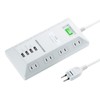 Sanwa Supply TAP-B109U-3WN Flat Tap with USB Charging Port White
