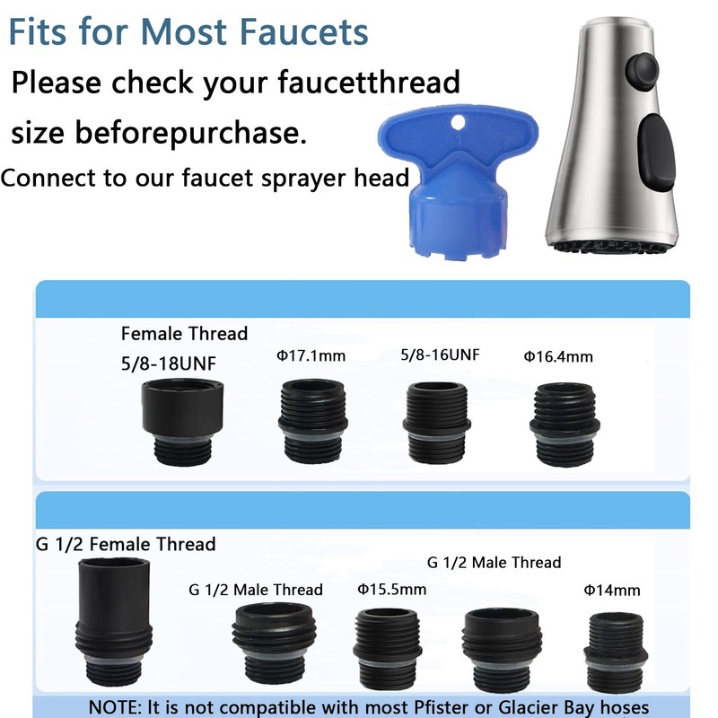 Pull Down Spray Head for Kitchen Faucet, 3 Modes with