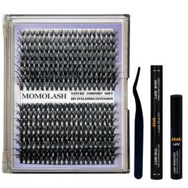 MOMOLASH DIY Lash Extension Kit 40D+50D Cluster Eyelash Extension 320pcs Wispy Individual Lashes Kit Cluster Lashes with Lash Bond and Seal Lash Glue Remover and Lash Applicator
