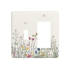 CZRPKEN Decorative Outlet Covers Farmhouse Wildflower Floral Rustic Watercolor Flower Plant 2-Gang 1-Gang Wall Plate Cover Single Toggle/Rocker Combination Light Switch Cover Plate