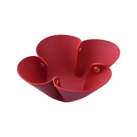Floral Jewelry Tray for Keys Wallet Leather Valet Tray for Women Men Fashion Catchall Trays for Coin Change Nightstand Holders for Phone Necklaces Desk Organizer Trays Cute Travel Bowls for Girls Red