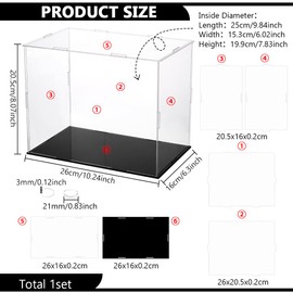 FINGERINSPIRE Display Cases for Mini Figures Made of Plastic 26 x 16 x 20.5 cm Transparent Dustproof Action Figures Display Case with Black Base Display Case for Models Building Blocks Doll and