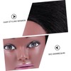FOMIYES Hair Braiding Training Head with Real Hair Black Skin