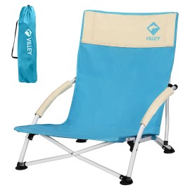 VILLEY Portable Folding Beach Camping Chair Low Sling Outdoor Cross-Legged Chair