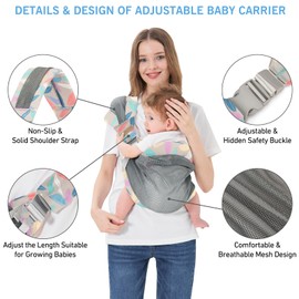 Huifen Adjustable One Shoulder Baby Carrier for Infant, Lightweight Breathable Mesh Baby Hip Carrier Portable Baby Carrier Sling for Newborn to Toddler Girl and Boy 6-40 lbs (Blue)