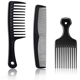 Patelai Peine afro de dientes anchos para hombres, juego de peinado desenredante de 3 piezas, herramienta de cepillo de barbero de fibra de carbono pa