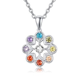 praymos Flower Necklace for Women 925 Sterling Silver Flower Pendant Hypoallergenic Jewellery Birthday Xmas Gifts