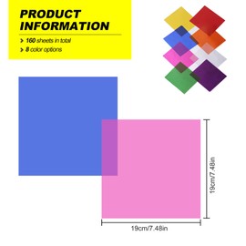 Colored Cellophane Sheets 160pcs, 7.5x7.5 Inch Coloured Cellophane Sheet Cello Wrap Transparency Film for DIY Arts Crafts Candy Packaging