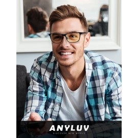 ANYLUV Gaming Glasses for Men Luxury Carbon Fiber Computor Blue Light Glasses Men Women with UV Protection Blocker